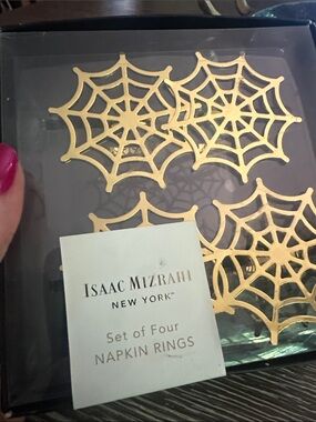 Isaac Mizrahi Gold Spiderweb Napkin Rings Set of Four
